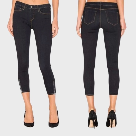 L'AGENCE Denim - L'AGENCE | Emmanuelle Ankle Zip Skinny Jeans Cropped Womens 32 Midnight